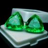 Natural COLOMBIAN Emerald Trillion Cut 17.58 Ct CERTIFIED Green Pair Gemstone
