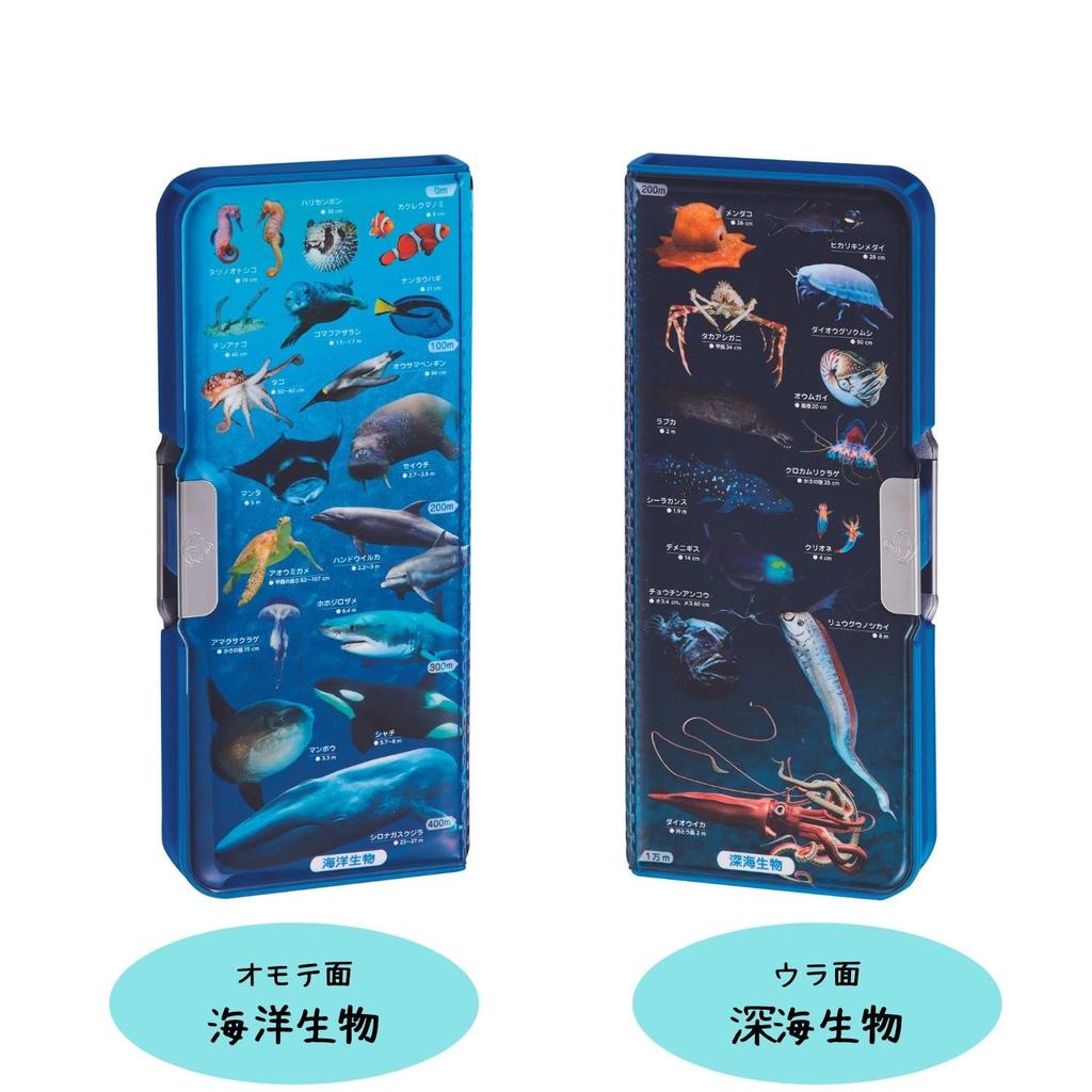 Kutsuwa Pencil Case Pencil Case Magnetic Pencil Holder Pencil Holder for Learning Marine Life 2-Door