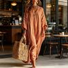 Women's Summer Striped Maxi Dress Loose Fit V-Neck 46085 Sleeve Boho Long Dress Casual