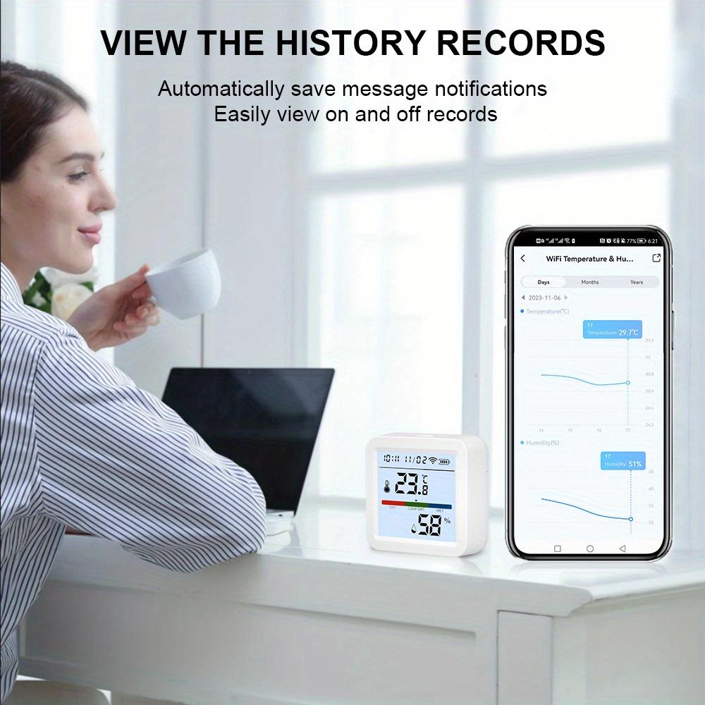 WiFi Tuya Temperatur- und Feuchtigkeitssensor, ein intelligentes, hintergrundbeleuchtetes Thermometer und Hygrometer für intelligentes Wohnen, unterstützt Alexa und Google Home.