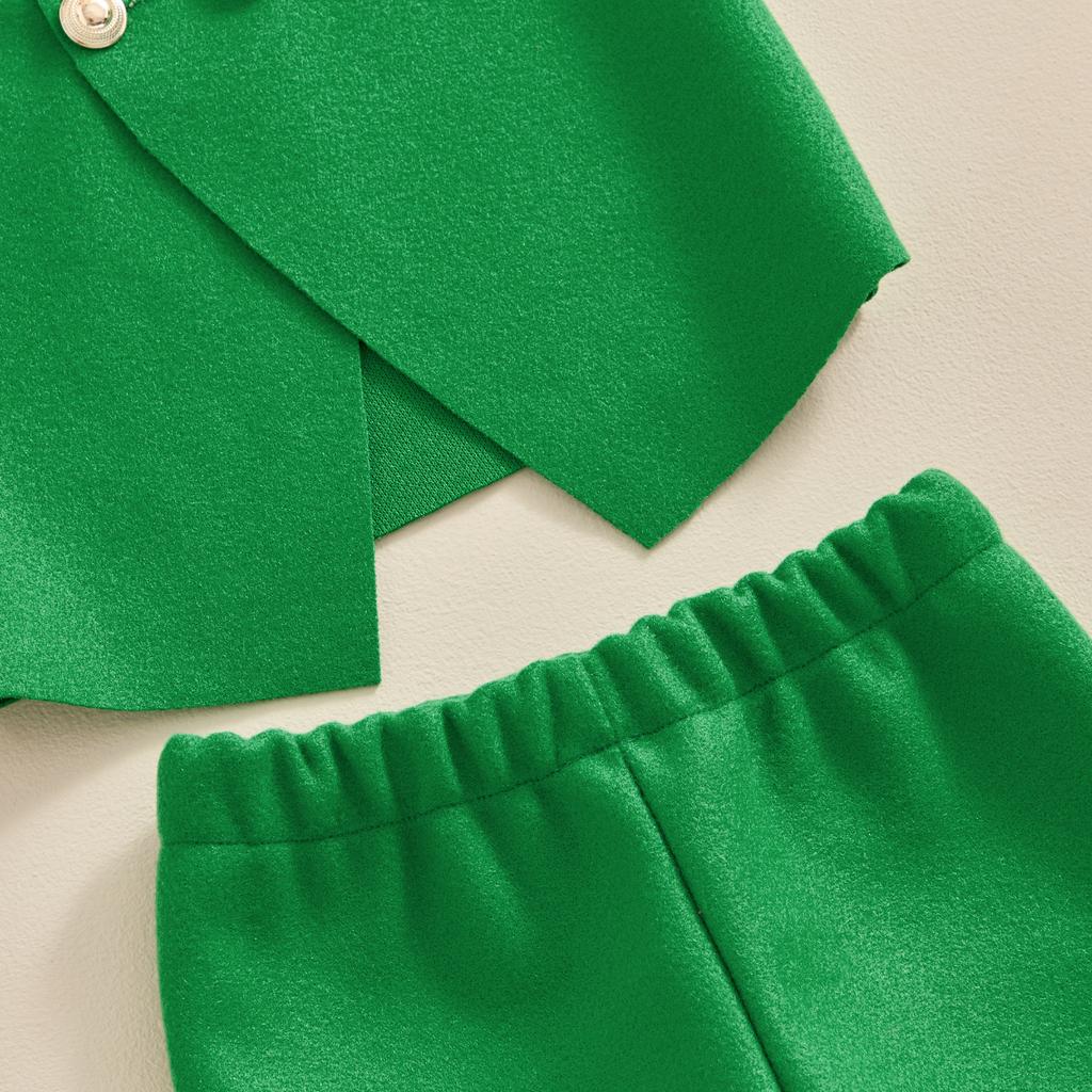 Infant Baby Girl St. Patty's Costume Shamrock Sleeveless Tank Tops with Shorts and Stripe Leg Warmer Hat Set