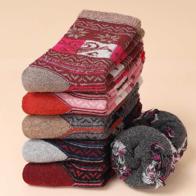 Calzini invernali spessi in spugna di lana per donne di mezza età e anziane