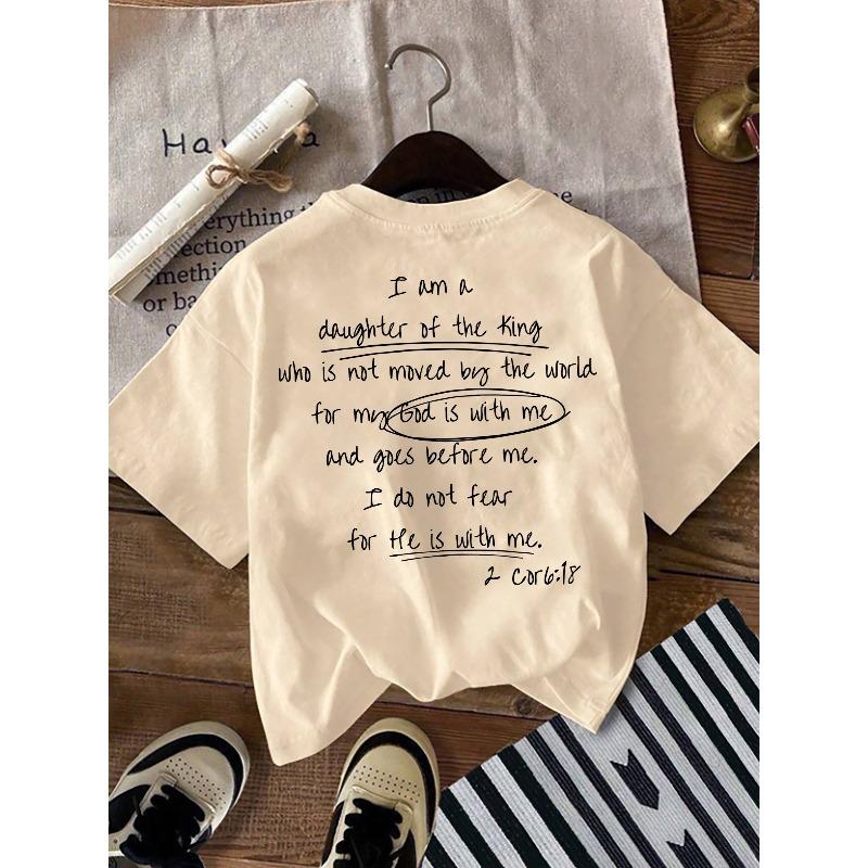 T-shirt con Stampa Grafica, Manica Corta Girocollo Top Casual per Estate e Primavera, Abbigliamento Donna