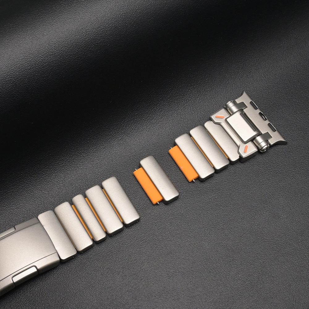 Titanium Rubber Watchband for Apple Watch Ultra 3 Band 49mm Man Metal Strap for Iwatch Series 11 10 9 8 7 6 5 SE3 44mm 45mm 46mm