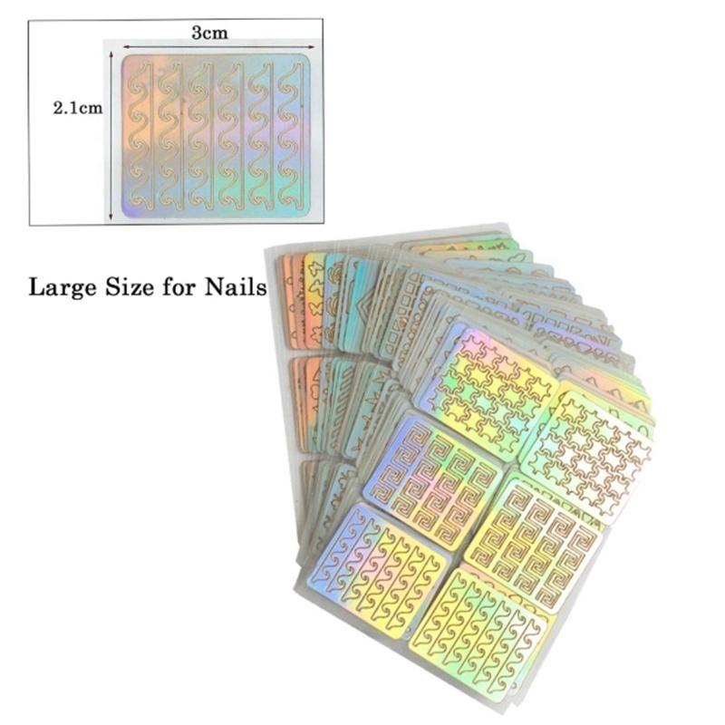 72/144 ks Vinyl Hollow Stickers Manikúra Laserová špička se zakřivenou vlnou Šablona pro razítkování nehtů Nástroj na nehty