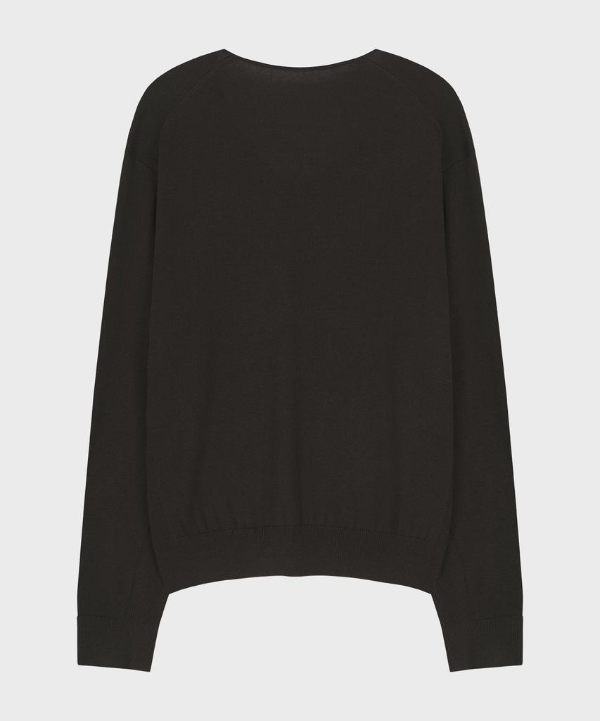 NOIRER Silk Wool Blend Deep V-Neck Knit (Brown)