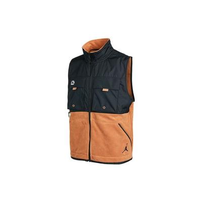 Jumpman Fleece-Lined Zip Vest Men Outerwear Black Brown DC9662-256