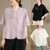 DIMANAF Summer 2026 Women Plus Size New Blouse Shirt Embroidery Short Sleeve Cotton Casual Loose Lady Tops Shirts