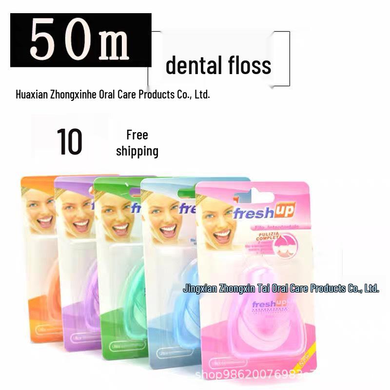 Mint Micro-Wax Dental Floss, 50m Round Box - High-Grade Flat Floss for Superior Cleaning, Free Shipping Oral Cleaning Dental Floss