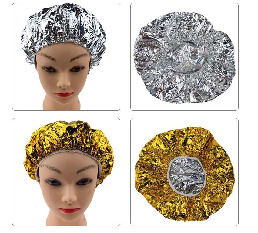 Shower Cap Heat Insulation Aluminum Foil Insulation Hat Elastic Bathing Cap For Women Hair Salon Bathroom Hairdressing Salon