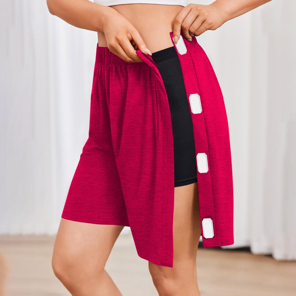 Unisex Afscheurbare Shorts Drukknopen Katoenen Sportshorts Herstel na Knieoperatie Herstelbroek na Heupvervanging met Zakken