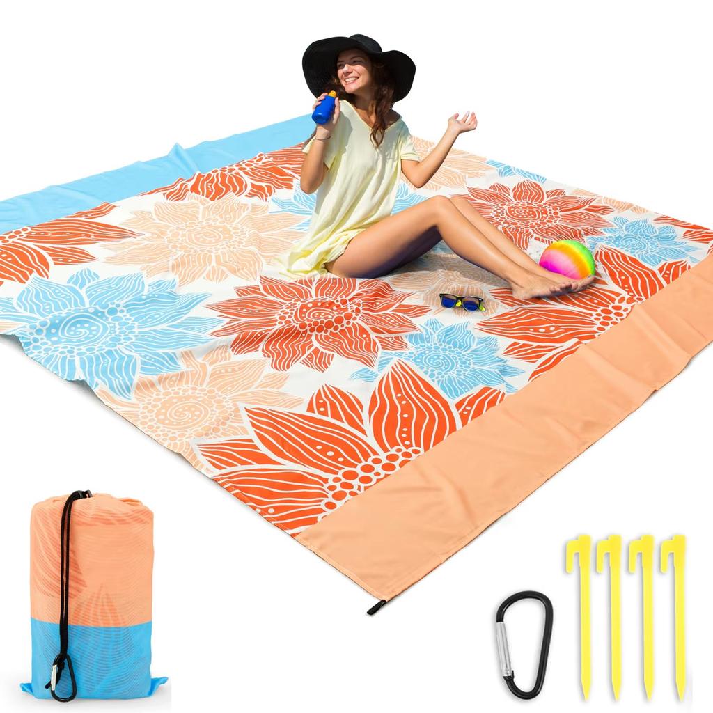 Beach Blanket Picnic Mat 180x210cm Waterproof Sandproof Portable Outdoor Sports Travel Hiking Camping Ground Cover Foldable Pad