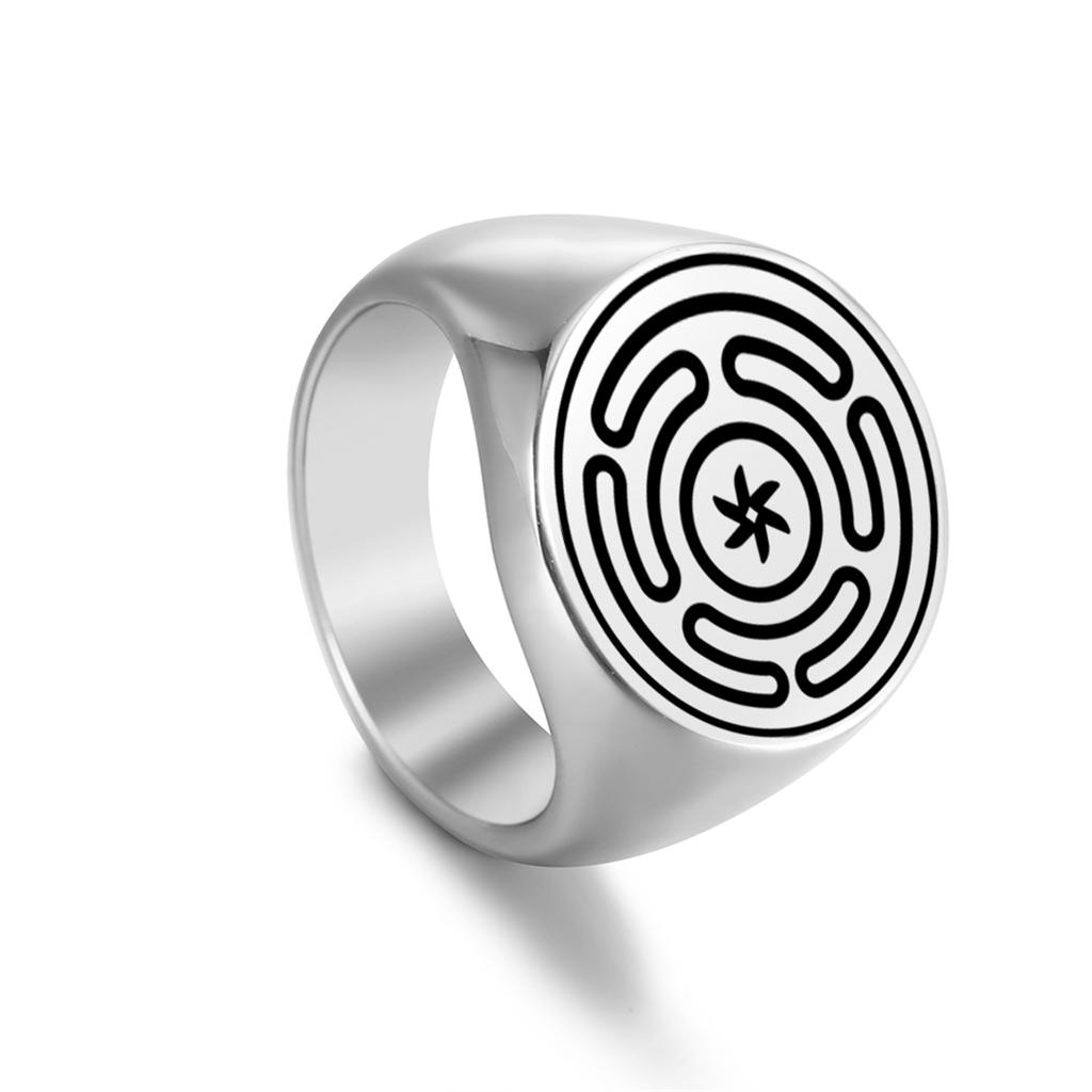 Hecate Wheel Strophalos Hekate Rings Stainless Steel Vintage Charm Magic Symbol Kabbalah Ring Unisex Amulet Jewelry Gift