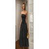 Women Retro Polka Dot Strapless Slim Fit A Line Long Dress