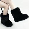 YK women's imitation fox fur snow boots imitation fur plush flat winter boots fashion cotton boots