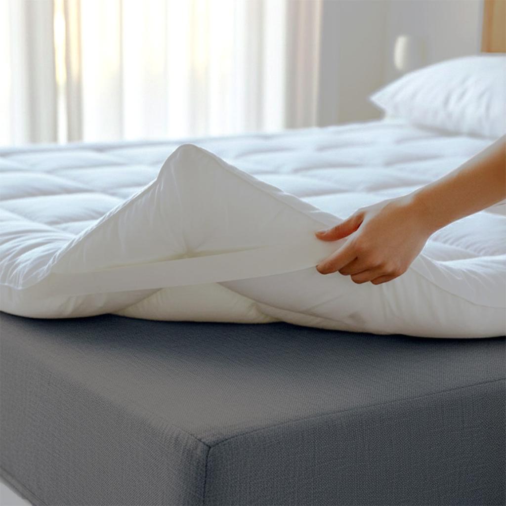 The White Stone Surmatelas en ouate de 800 g | Protège-matelas rembourré en billes de ouate avec revêtement en microfibre respirante 