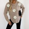 Women's T-Shirt Vintage Floral Print Round Neck Loose Long Sleeve Mid-Length Thumb Leak Top