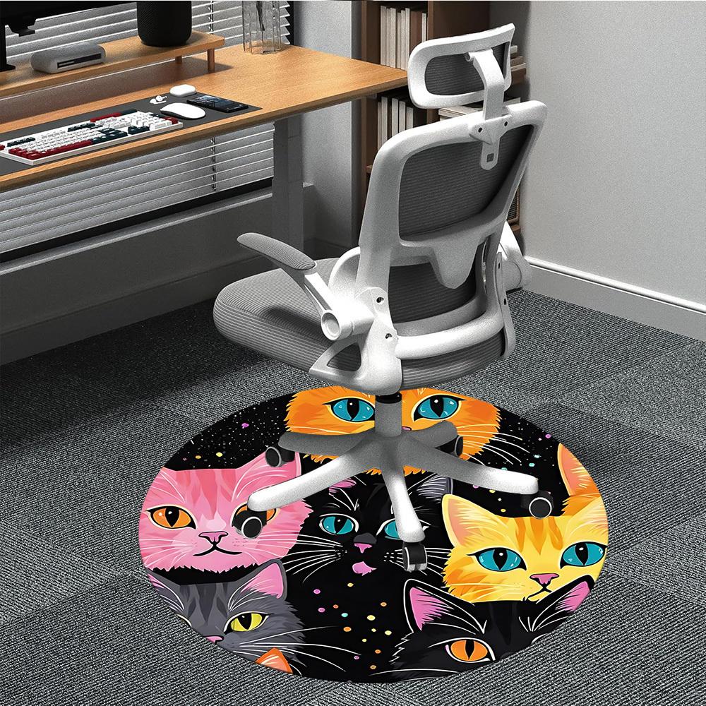1pc Colorful Cats Carpet for Office Non-Slip, Round Carpet, Soft & Comfortable, Carpet for Office, Lightweight Round Floor Mat Yy251226068