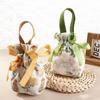 Floral Canvas Drawstring Bag Large Capacity Festive Sugar Bag Small Flower Wrist Bag  Female/Girls
