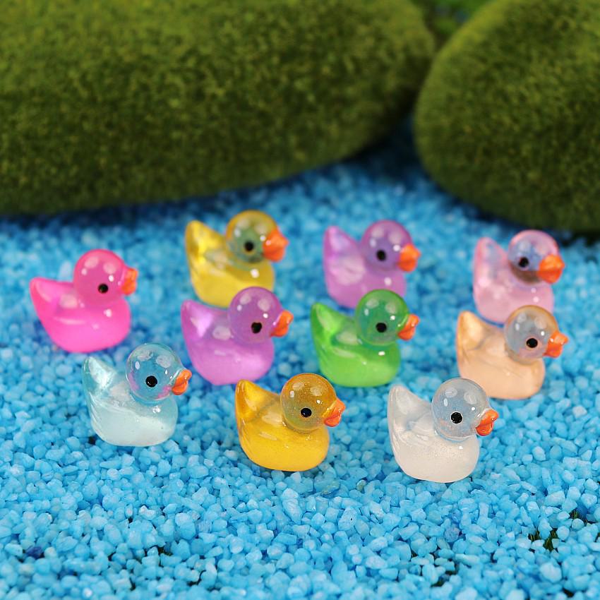 Bunte Leuchtende Gelbe Ente Harz Miniatur - Kreativer Cartoon Schmuck & Bastelzubehör