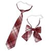 Unisex JK Collar Plaid Bowknot Flower Set - Polyester Cotton Student Uniform Accessory