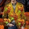 Men's Corduroy Blazer Jacket with Pockets Halloween Themed Print Warm Casual Suit Coat Cardigan for Men