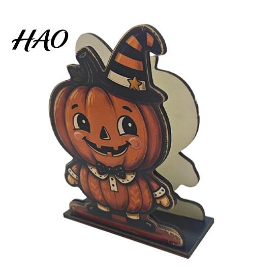Holiday Party Supplies Halloween Wooden Napkin Holder, Cute Black Cat Mummy Pumpkin Spooky Kitchen Decor Desktop Organizer for Party, Festive