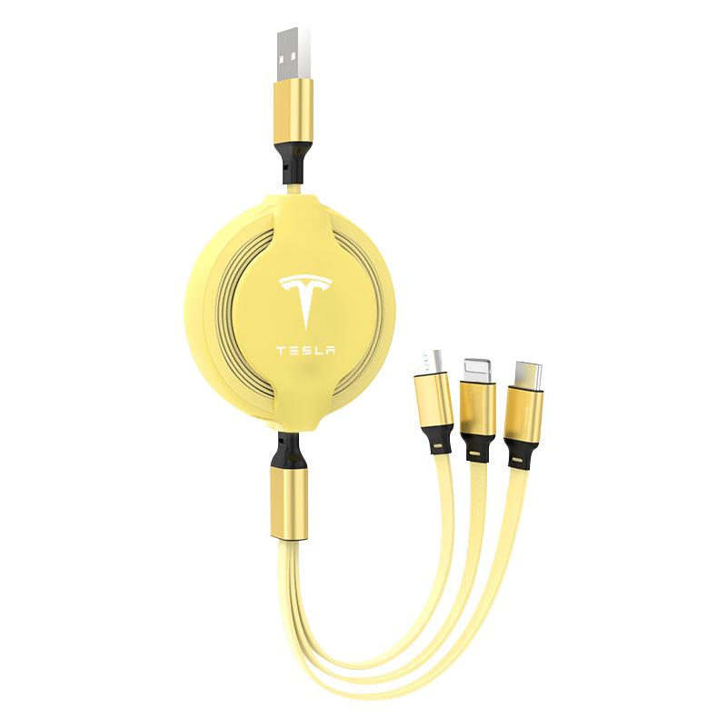 Car Mounted Telescopic Three in One Mobile Phone Charger Car Accessories For Tesla Model 3 Model X S Model Y Decals TM3 TMX TMS