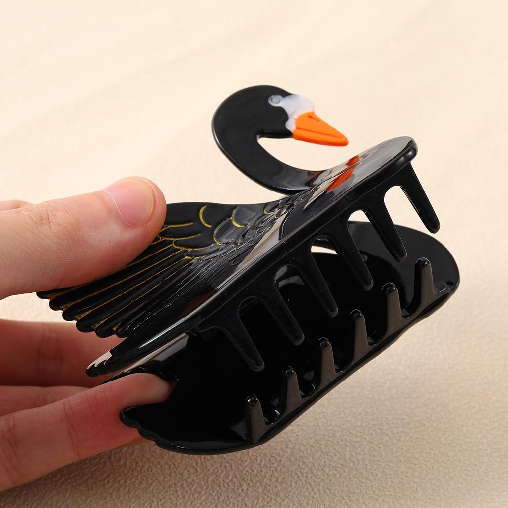 Pince à cheveux élégante en acrylique, 1 pièce, en forme de cygne, antidérapante, accessoire pour cheveux pour femmes