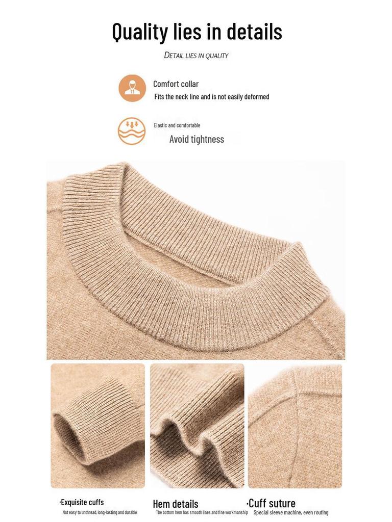 Firstview Men's Winter 100% Cashmere Crew Neck Pullover Sweater