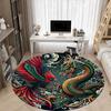 1pc Phoenix Dragon Pattern Carpet, Round Non Slip Durable Large Size Office Carpet, Suitable for Office