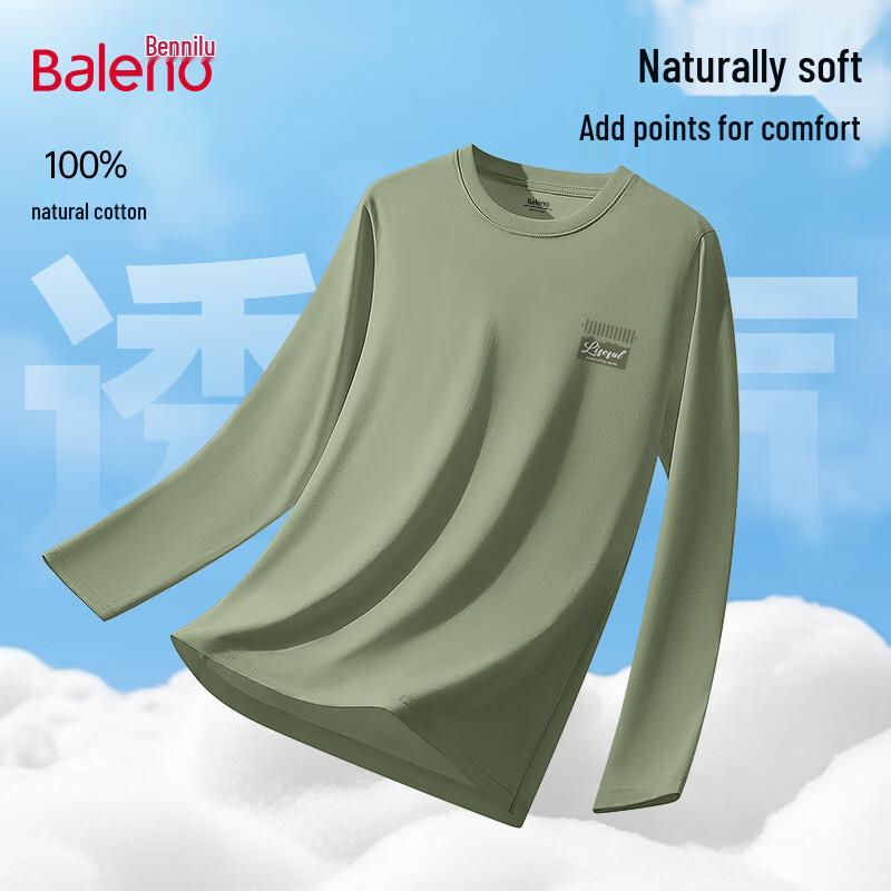 Baleno Men's Retro Pure Cotton Long-Sleeve T-Shirt