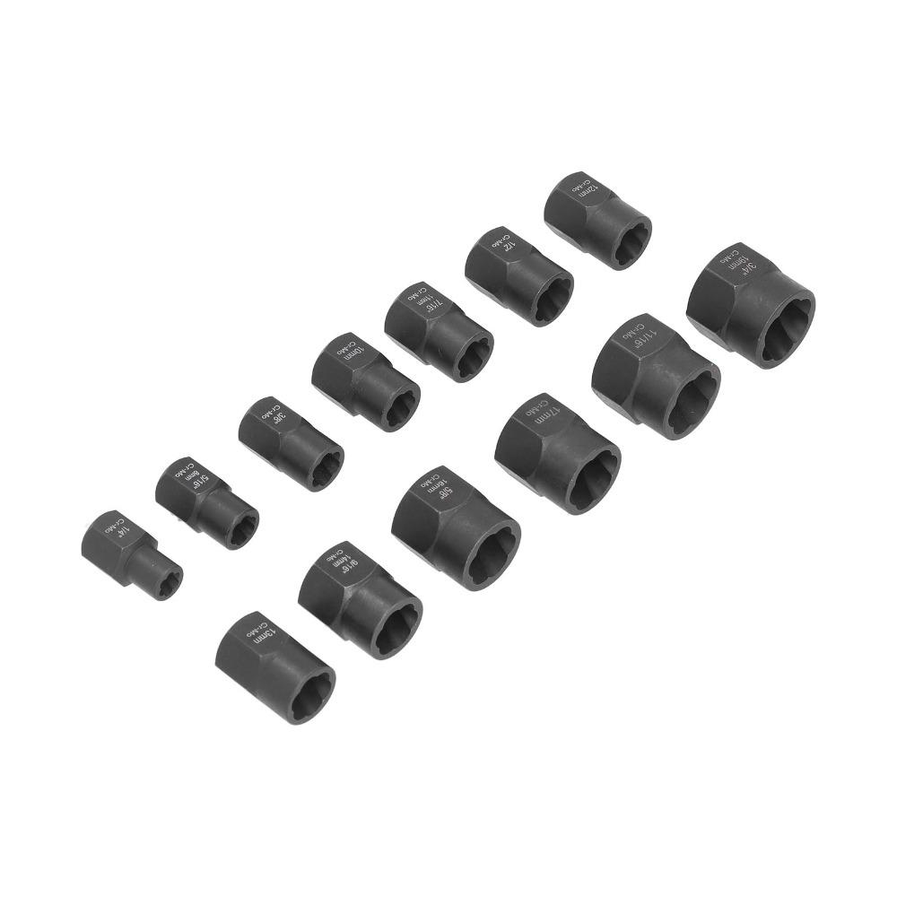 13pcs Storage Case Included Bolt Remover Tool 3/8 Inch Drive Nut Socket Set  Remove Damaged Screws