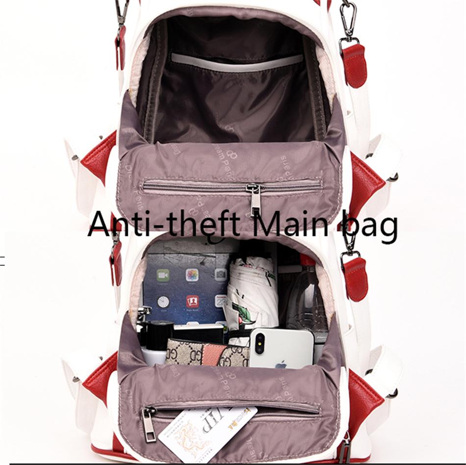Anti-Diebstahl-Rucksack aus Leder für Damen, für die Schule, Umhängetaschen für Damen, Reisen, Damen, Rucksack, Mochilas Feminina, Preppy Sac