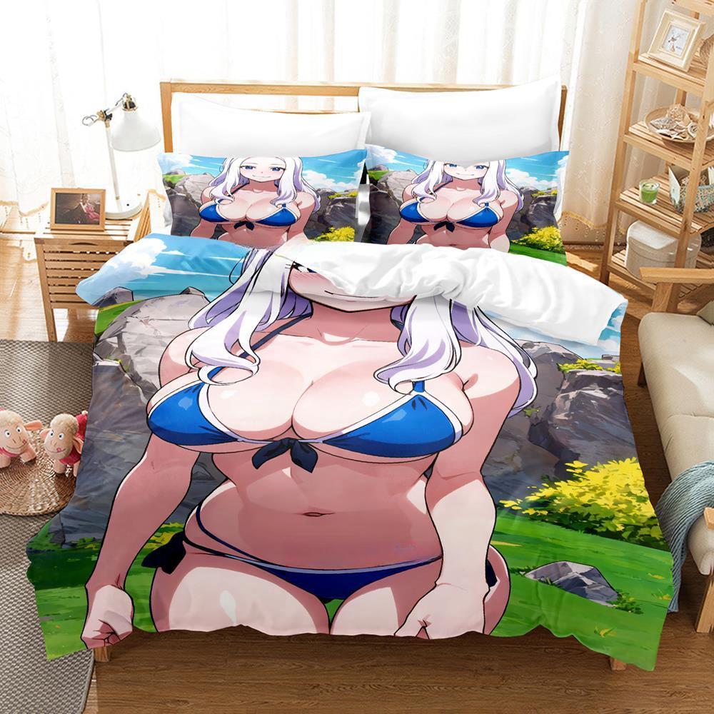 New Sexy Lactating Girl, Young Woman Large Chest Bedding Set Anime Three-piece Set Adult Kid Bedroom Duvetcover Sets Personality