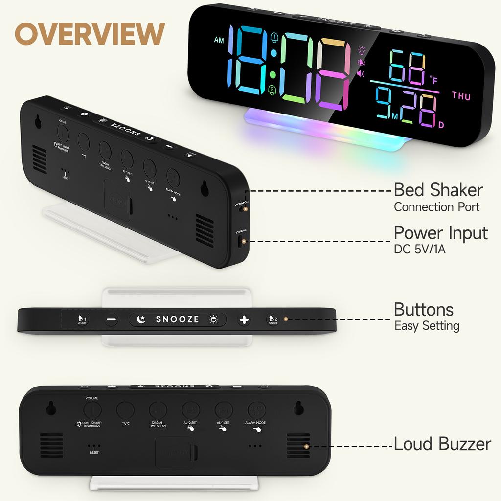 Fantasy Color LED Digital Alarm Clock with Vibrator