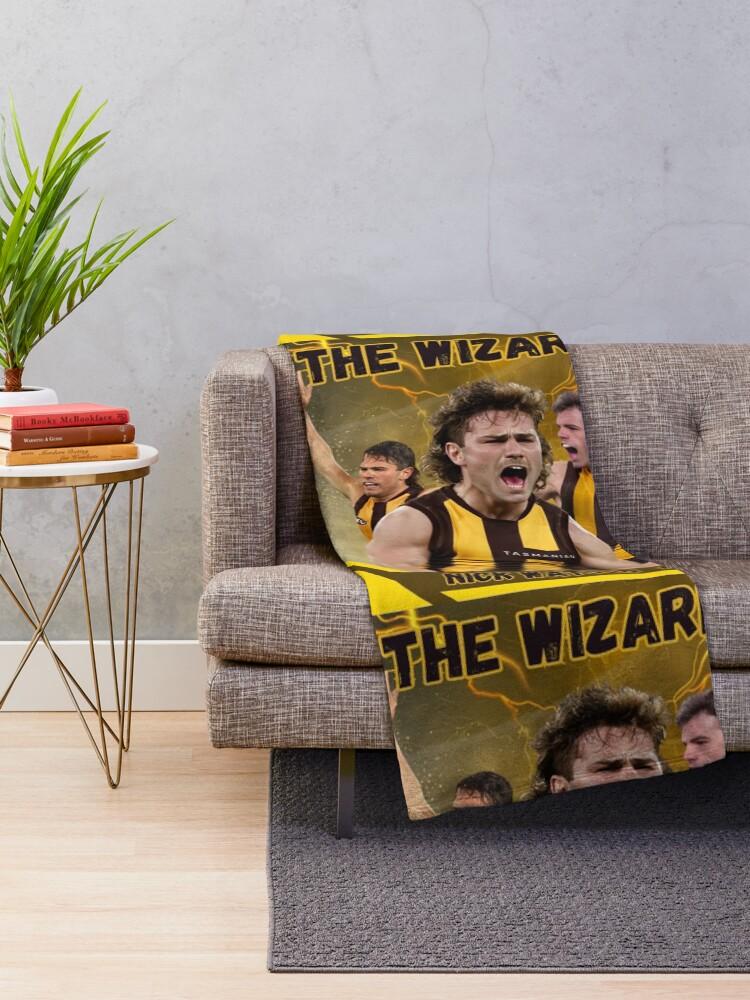Nick Watson The Wizard Hawthorn Hawks AFL Football Throw Blanket Soft Cozy Fleece for Couch or Bed Perfect Gift for Fans 100cmx150cm