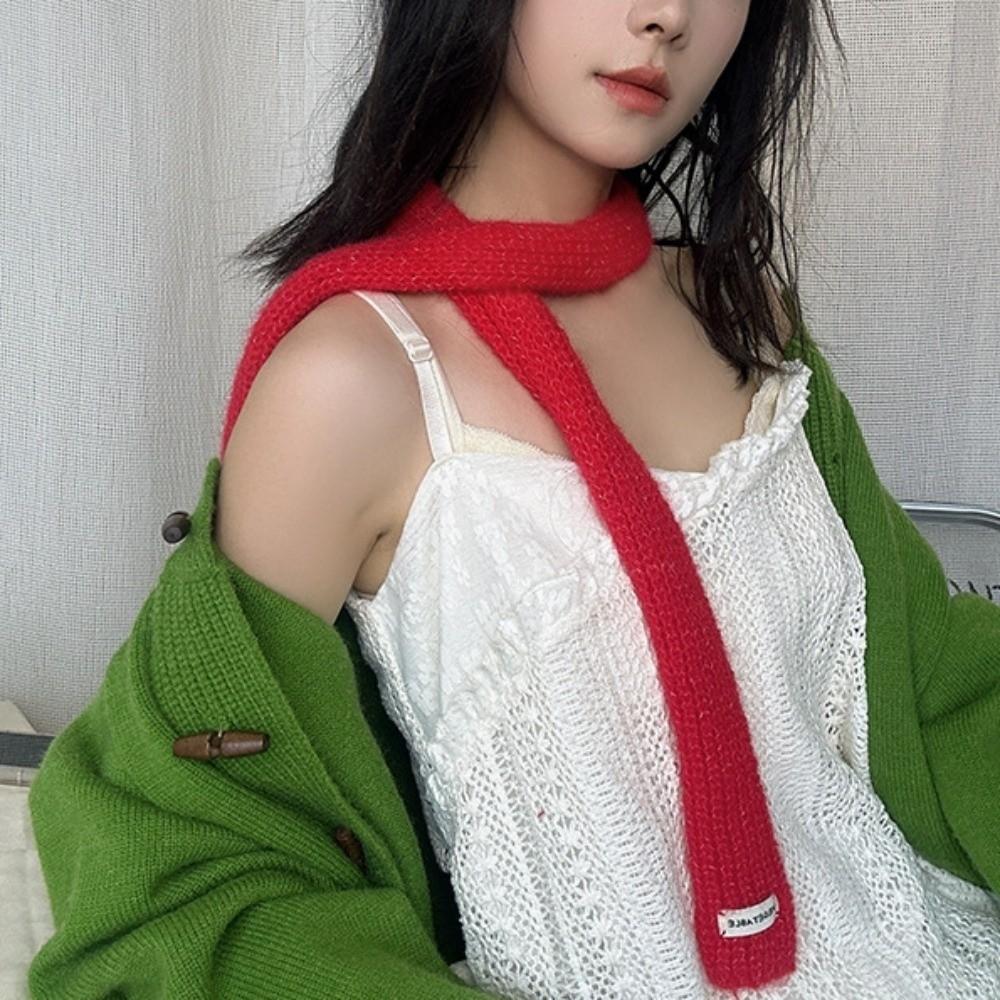 Korean Style Knitted Scarf Solid Color Sweet Scarf Cool Long Narrow Scarves  Spicy Girl