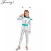 Girls Cosplay Alien Robot Costume Outerspace Astronaut Role Play Full Length Bodysuit with Hair Hoop Roleplay Party Costumes