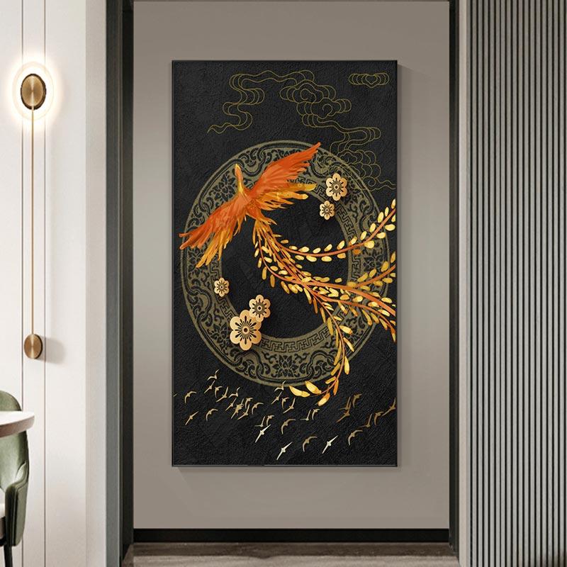 Chinese Style Plum Blossom Painting Decoration Poster Red Crowned Crane Giraffe Light Luxury Poster For Corridor Home Decor