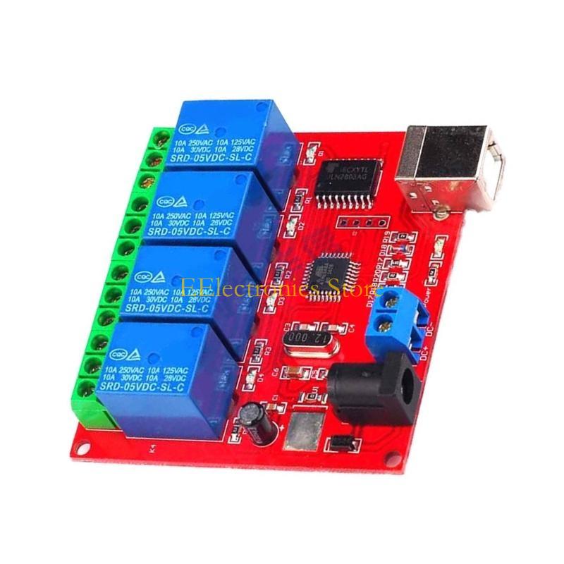 B03C USB 4 Channel 5V 12V 24V Relays Board Intelligent Switching Controller ULN2803 for PC Automation Tasks