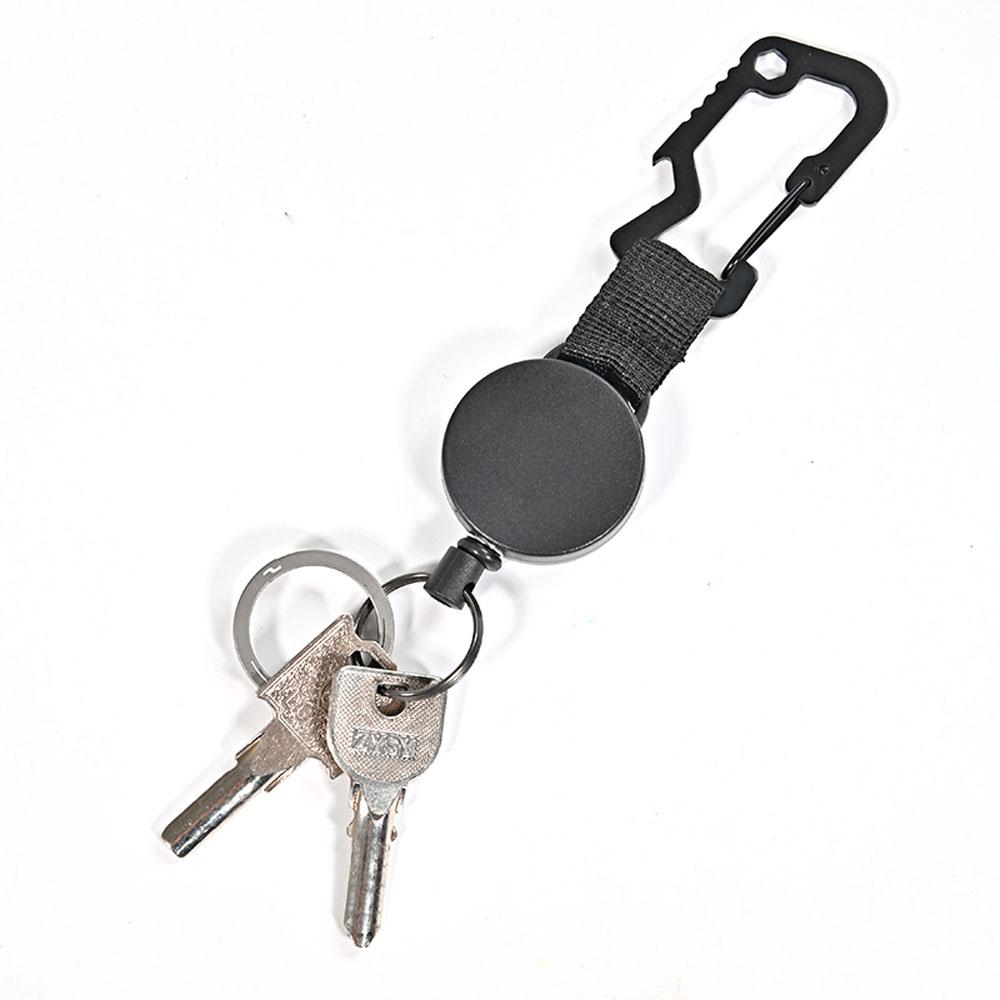 Recoil Belt Carabiner Pull Retractable Opener Keychain Badge Holder Clip Key Ring Clips Badge Reel