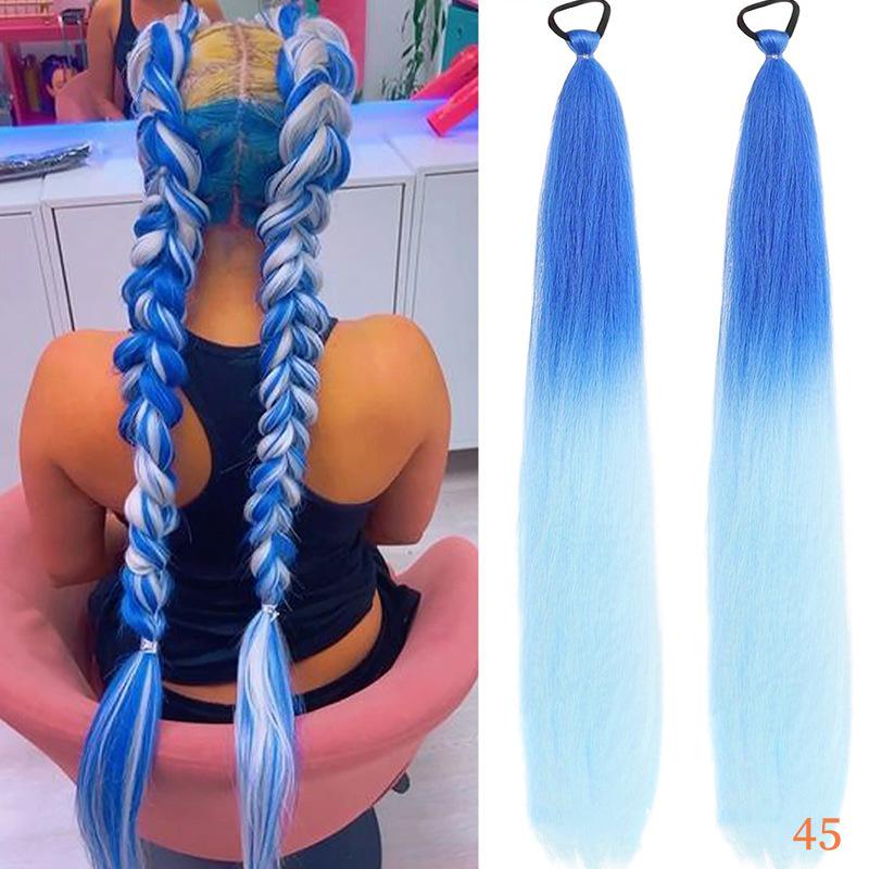Colorful Elastic Hair Ties Braid Ponytail Hair Extensions for Women