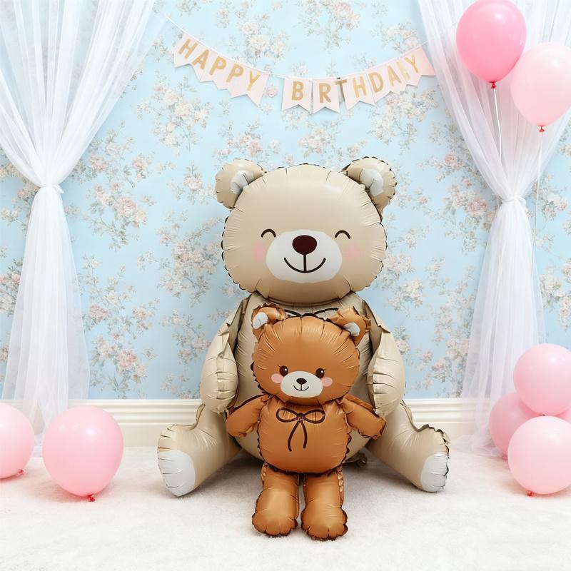 1/2Pcs Cream Bear Boys Girls Birthday Gift Ballons Cute Baby Shower Happy Birthday Party Decorations Balloons
