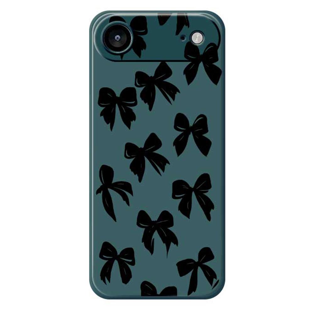 For iPhone 17 Air Case Black Bow Pattern Printing Straight Edge TPU Phone Back Cover