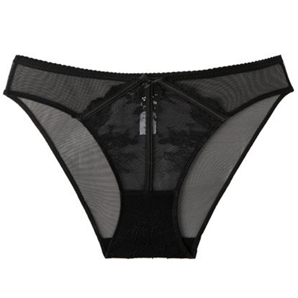 Wholesale French sexy panties ultra-thin hollow mesh lace panties women's bow mid-rise briefs