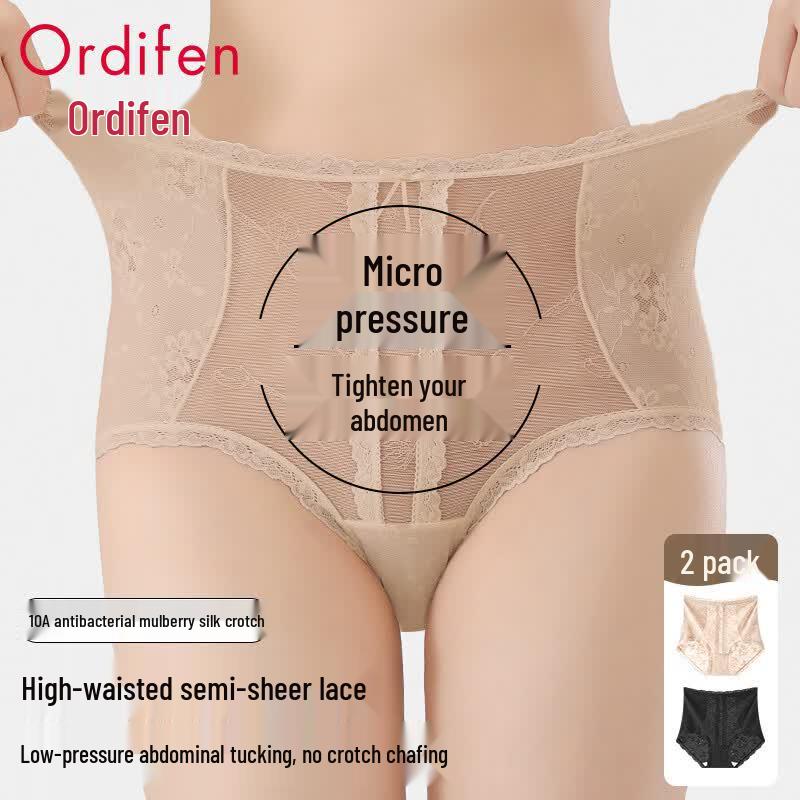 Odifen Women's High-Waist Lace Tummy Control Panties