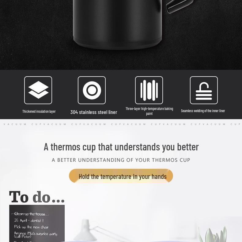 Insulated Stainless Steel Water Bottle with Handle & Tea Infuser - Large Capacity for Office Use