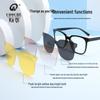 2308 TR90 Retro Round Anti-Blue Light Clip-on Glasses, Korean Style with Wood Grain Legs, Unisex High-End Plain Glasses.