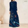 Plus Size Women V Neck 3 4 Sleeve Maxi Dress Trendy Soft Street Outfit